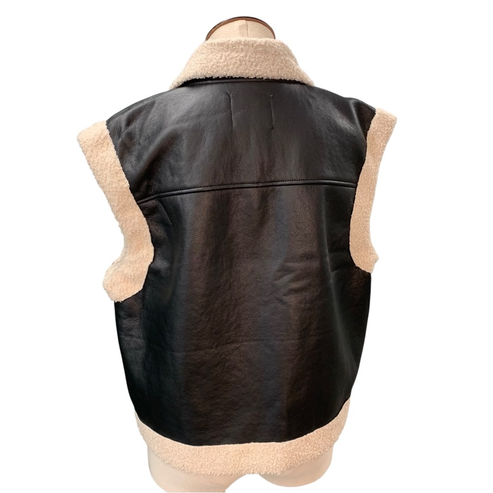 ACTIVE USA Faux Shearling Leather-Trim Vest – Women’s‎ Large – Black & Cream NWT - Picture 3 of 7
